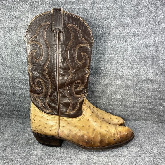 Nocona Shoes Nocona Cowboy Boots Mens 5 Brown Quil Ostrich Exotic